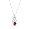 Thumbnail Image 1 of Lab-Created Oval-Cut Ruby & White Lab-Created Sapphire Necklace Sterling Silver 18&quot;