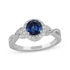 Thumbnail Image 3 of Round-Cut Blue & White Lab-Created Sapphire Gift Set Sterling Silver - Size 7