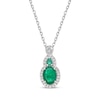 Thumbnail Image 1 of Multi-Shape Emerald & Diamond Necklace 1/8 ct tw 10K White Gold 18”