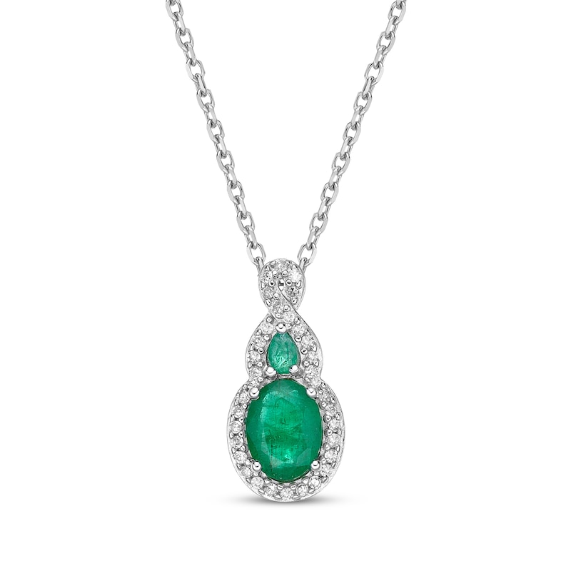 Multi-Shape Emerald & Diamond Necklace 1/8 ct tw 10K White Gold 18 ...