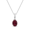 Thumbnail Image 1 of Oval-Cut Lab-Created Ruby & White Lab-Created Sapphire Drop Necklace Sterling Silver 18”