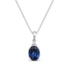 Thumbnail Image 1 of Oval-Cut Blue & White Lab-Created Sapphire Drop Necklace Sterling Silver 18”