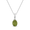 Thumbnail Image 0 of Oval-Cut Peridot & White Lab-Created Sapphire Drop Necklace Sterling Silver 18”