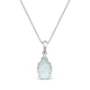 Thumbnail Image 0 of Oval-Cut Lab-Created Opal & White Lab-Created Sapphire Drop Necklace Sterling Silver 18”