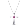 Thumbnail Image 0 of Oval-Cut Lab-Created Ruby Cross Necklace Sterling Silver 18”