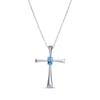 Thumbnail Image 0 of Oval-Cut Swiss Blue Topaz Cross Necklace Sterling Silver 18”