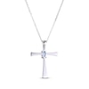 Thumbnail Image 2 of Oval-Cut Swiss Blue Topaz Cross Necklace Sterling Silver 18”