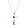 Thumbnail Image 0 of Oval-Cut Garnet Cross Necklace Sterling Silver 18”