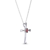 Thumbnail Image 1 of Oval-Cut Garnet Cross Necklace Sterling Silver 18”