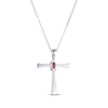 Thumbnail Image 2 of Oval-Cut Garnet Cross Necklace Sterling Silver 18”