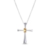 Thumbnail Image 0 of Oval-Cut Citrine Cross Necklace Sterling Silver 18”