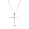 Thumbnail Image 2 of Oval-Cut Citrine Cross Necklace Sterling Silver 18”