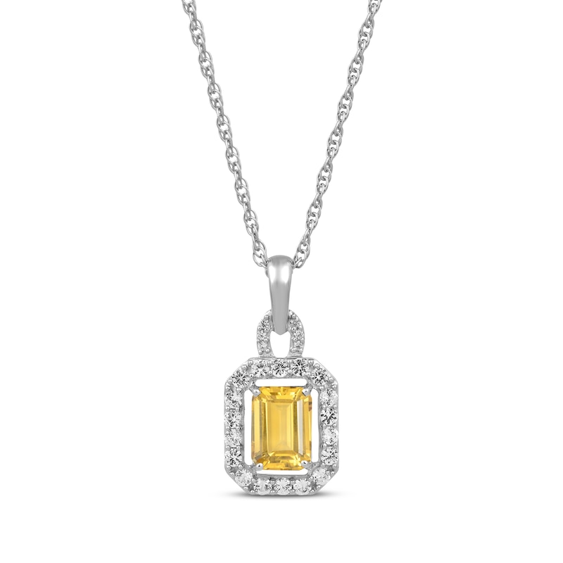 Octagon-Cut Citrine & Lab-Created White Sapphire Necklace & Ring Gift ...