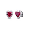 Thumbnail Image 1 of Heart-Shaped Lab-Created Ruby & White Lab-Created Sapphire Stud Earrings Sterling Silver