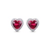 Thumbnail Image 2 of Heart-Shaped Lab-Created Ruby & White Lab-Created Sapphire Stud Earrings Sterling Silver