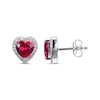 Thumbnail Image 3 of Heart-Shaped Lab-Created Ruby & White Lab-Created Sapphire Stud Earrings Sterling Silver