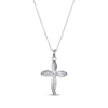 Thumbnail Image 1 of White Lab-Created Sapphire Cross Necklace Sterling Silver 18”