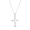 Thumbnail Image 3 of White Lab-Created Sapphire Cross Necklace Sterling Silver 18”