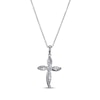 Thumbnail Image 0 of Aquamarine & White Lab-Created Sapphire Cross Necklace Sterling Silver 18”