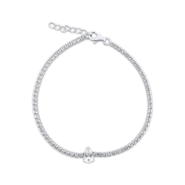 Pear & Round-Cut White Lab-Created Sapphire Bracelet Sterling Silver 8.5”