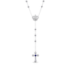 Thumbnail Image 0 of Round-Cut Blue & White Lab-Created Sapphire Cross Lariat Necklace Sterling Silver 18”