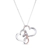 Thumbnail Image 2 of Round-Cut White Lab-Created Sapphire Hearts Necklace Sterling Silver & 10K Rose Gold 18”