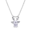 Thumbnail Image 0 of Oval-Cut White Lab-Created Sapphire Deer Necklace Sterling Silver 18”