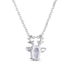 Thumbnail Image 3 of Oval-Cut White Lab-Created Sapphire Deer Necklace Sterling Silver 18”