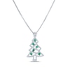 Thumbnail Image 1 of Round-Cut Lab-Created Emerald & White Lab-Created Sapphire Christmas Tree Necklace Sterling Silver 18&quot;