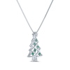 Thumbnail Image 2 of Round-Cut Lab-Created Emerald & White Lab-Created Sapphire Christmas Tree Necklace Sterling Silver 18&quot;