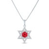 Thumbnail Image 1 of Round-Cut Lab-Created Ruby & White Lab-Created Sapphire Star of David Necklace Sterling Silver 18&quot;