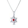 Thumbnail Image 3 of Round-Cut Lab-Created Ruby & White Lab-Created Sapphire Star of David Necklace Sterling Silver 18&quot;