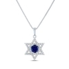 Thumbnail Image 1 of Round-Cut Blue & White Lab-Created Sapphire Star of David Necklace Sterling Silver 18&quot;