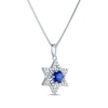 Thumbnail Image 2 of Round-Cut Blue & White Lab-Created Sapphire Star of David Necklace Sterling Silver 18&quot;