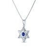 Thumbnail Image 3 of Round-Cut Blue & White Lab-Created Sapphire Star of David Necklace Sterling Silver 18&quot;