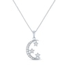 Thumbnail Image 1 of Round-Cut White Lab-Created Sapphire Moon & Star Necklace Sterling Silver 18&quot;