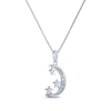 Thumbnail Image 3 of Round-Cut White Lab-Created Sapphire Moon & Star Necklace Sterling Silver 18&quot;