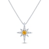 Thumbnail Image 1 of Round-Cut Citrine & White Lab-Created Sapphire North Star Necklace Sterling Silver 18&quot;