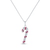 Thumbnail Image 1 of Round-Cut Lab-Created Ruby Candy Cane Necklace Sterling Silver 18&quot;