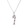 Thumbnail Image 2 of Round-Cut Lab-Created Ruby Candy Cane Necklace Sterling Silver 18&quot;