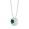 Thumbnail Image 2 of Lab-Created Emerald & White Lab-Created Sapphire Halo Necklace Sterling Silver 18&quot;