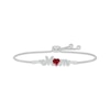 Thumbnail Image 1 of Heart-Shaped Lab-Created Ruby & White Lab-Created Sapphire &quot;Mom&quot; Bolo Bracelet Sterling Silver