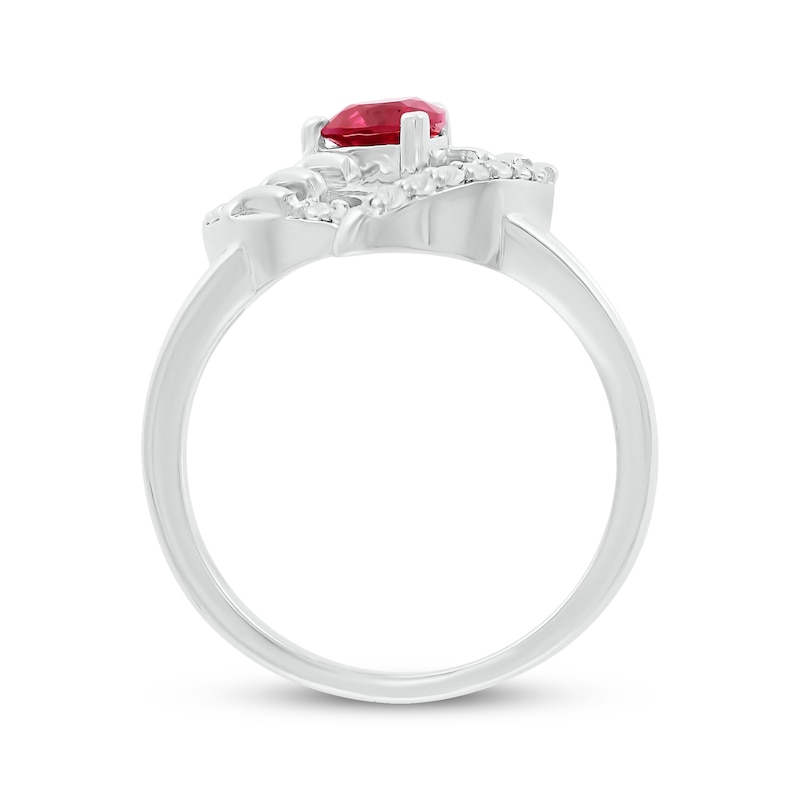 Main Image 3 of Heart-Shaped Lab-Created Ruby & White Lab-Created Sapphire &quot;Mom&quot; Ring Sterling Silver