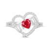 Thumbnail Image 4 of Heart-Shaped Lab-Created Ruby & White Lab-Created Sapphire &quot;Mom&quot; Ring Sterling Silver