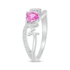 Thumbnail Image 2 of Heart-Shaped Pink Lab-Created Sapphire & White Lab-Created Sapphire &quot;Mom&quot; Ring Sterling Silver