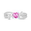 Thumbnail Image 4 of Heart-Shaped Pink Lab-Created Sapphire & White Lab-Created Sapphire &quot;Mom&quot; Ring Sterling Silver