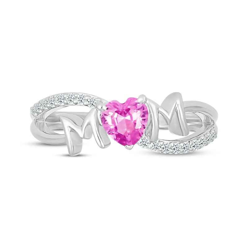 Kay Outlet Heart-Shaped Pink & White Lab-Created Sapphire Ring Sterling Silver