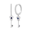 Thumbnail Image 0 of Blue & White Lab-Created Sapphire Key Dangle Hoop Earrings Sterling Silver
