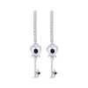 Thumbnail Image 1 of Blue & White Lab-Created Sapphire Key Dangle Hoop Earrings Sterling Silver