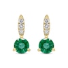 Thumbnail Image 2 of Emerald & Diamond Earrings 1/20 ct tw 10K Yellow Gold